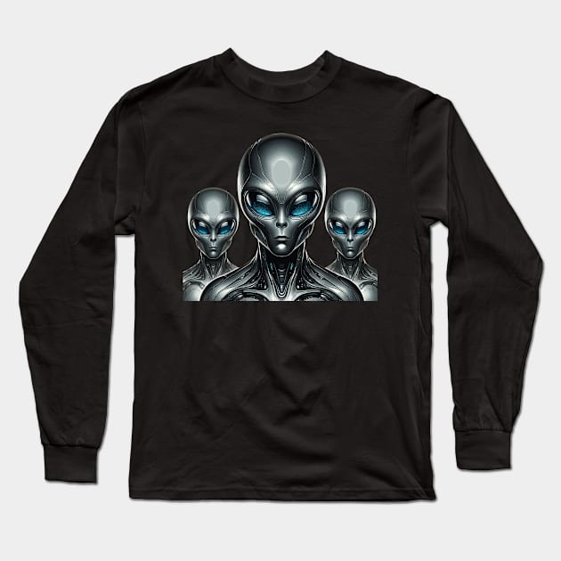 Galactic Envoys: The Grey Aliens ntelligentsia Long Sleeve T-Shirt by Graphic Wonders Emporium